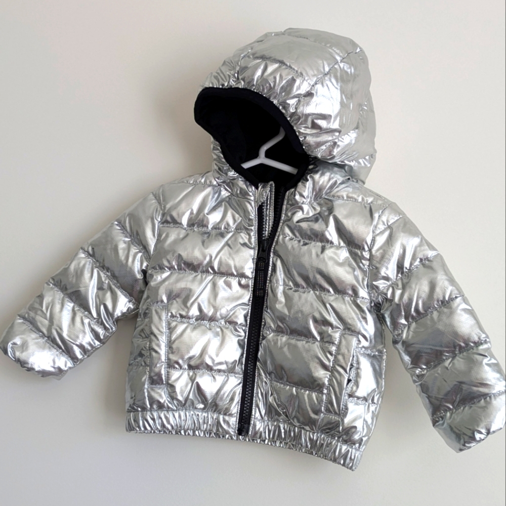 Primary Kids Silver Puffer Jacket